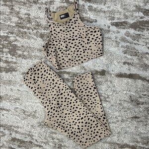 Beach Riot Spotted Tan and Black Leggings Set